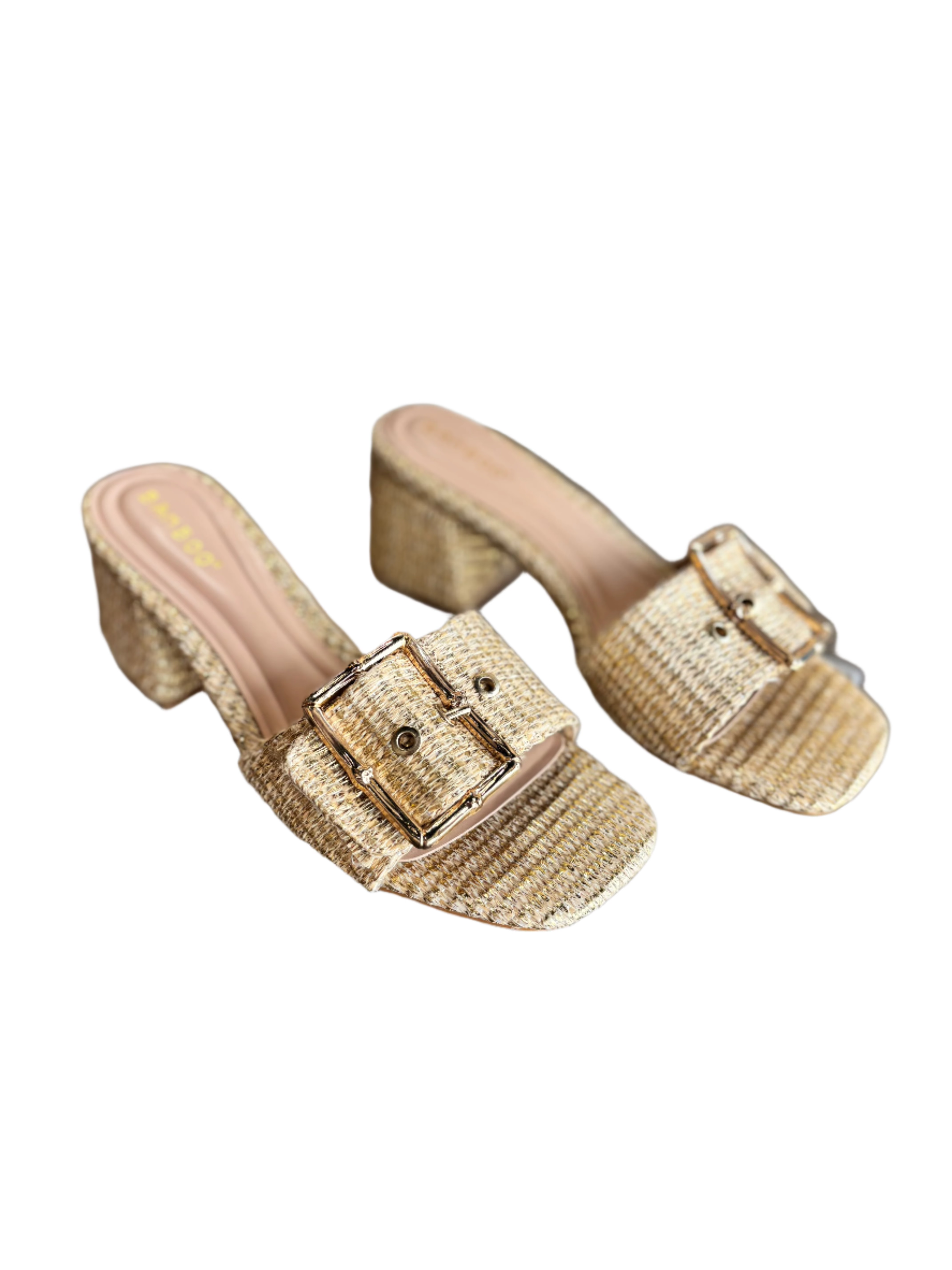 Gold Raffia Heel