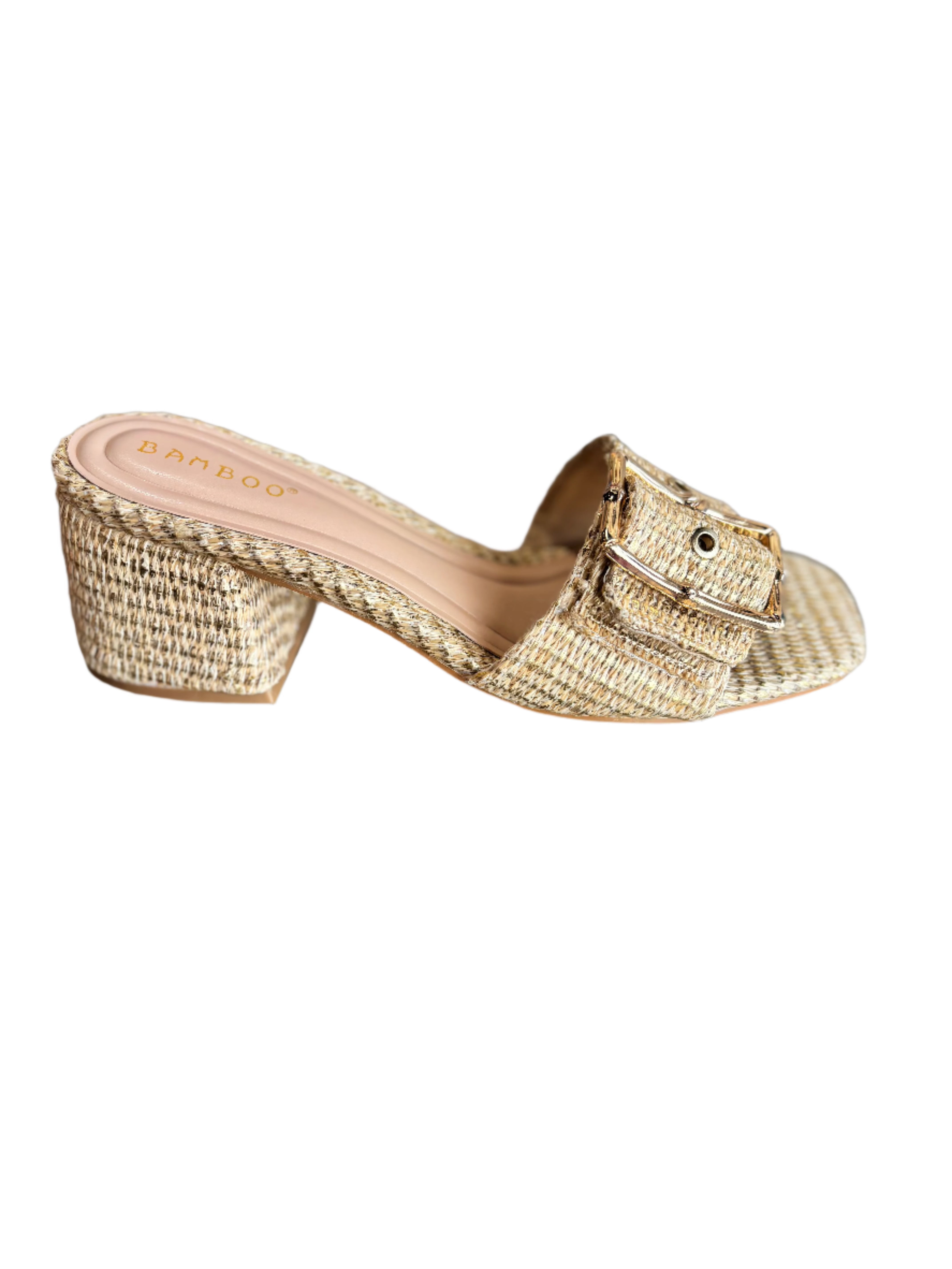 Gold Raffia Heel