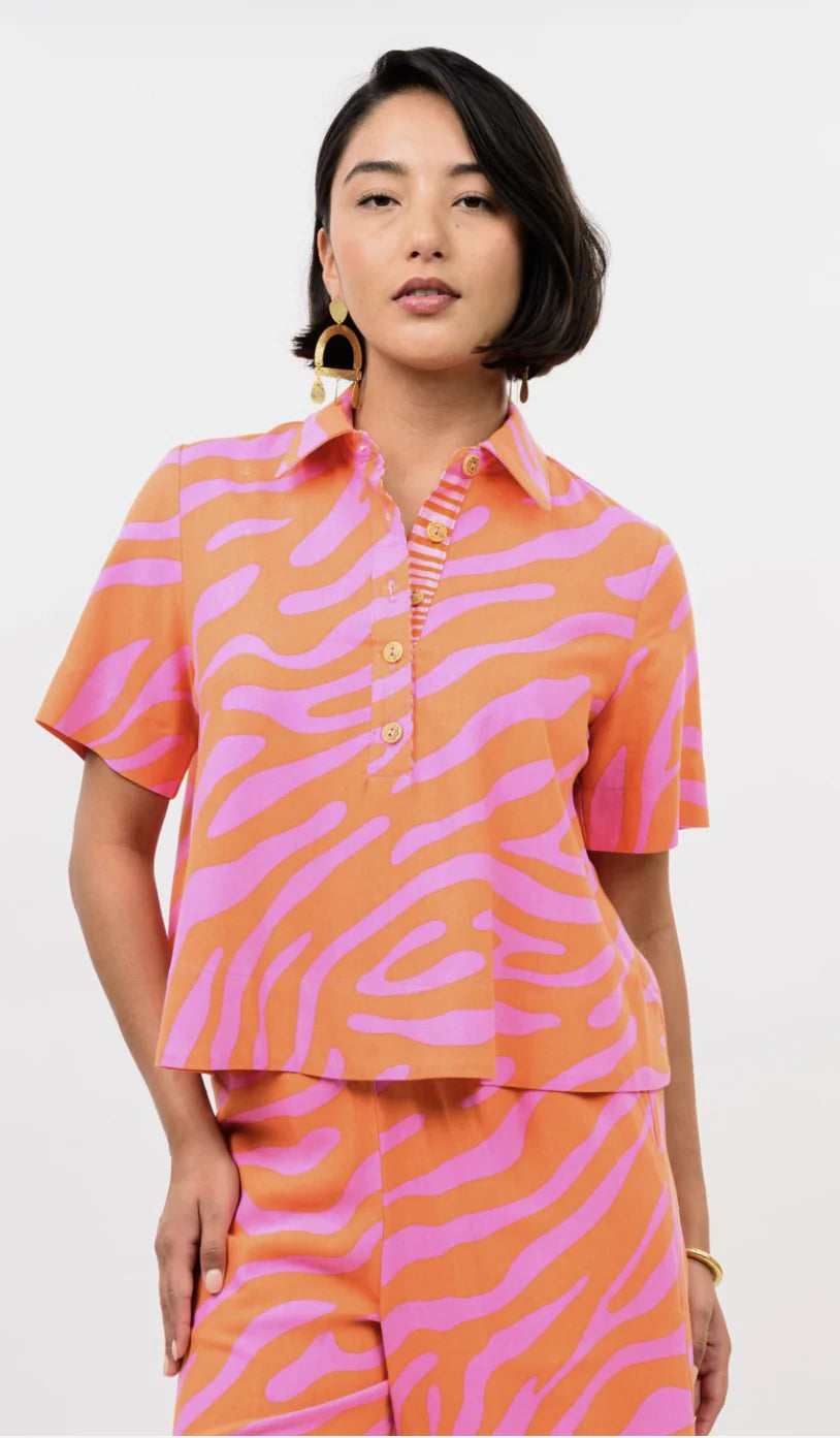 Ivy Jane Print Swing Jacket Tangerine