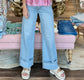 Risen Tummy Control High Rise Ankle Wide Cuffed Jean