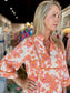 Jade Trim Yoke Tunic Dress Orange Essence