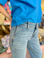 Kut Kelsey Mid Rise Ankle Flare Raw Hem With Slash Pocket