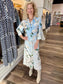 Boho Chic Floral Midi Dress Blue