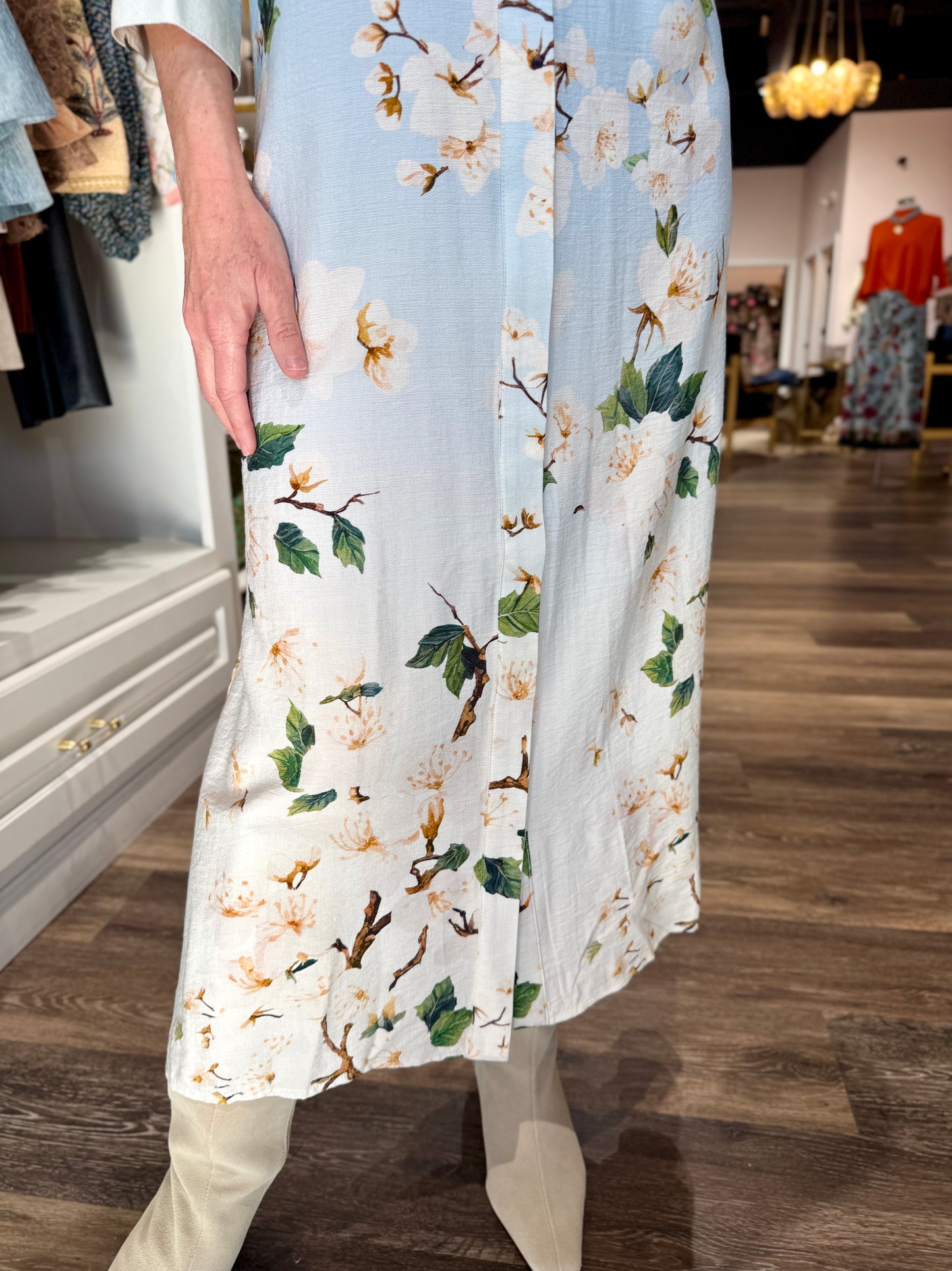 Boho Chic Floral Midi Dress Blue