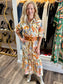 Boho Chic Floral Midi Dress Orange