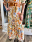 Boho Chic Floral Midi Dress Orange