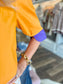 Orange and Purple Ruffle Collar Top