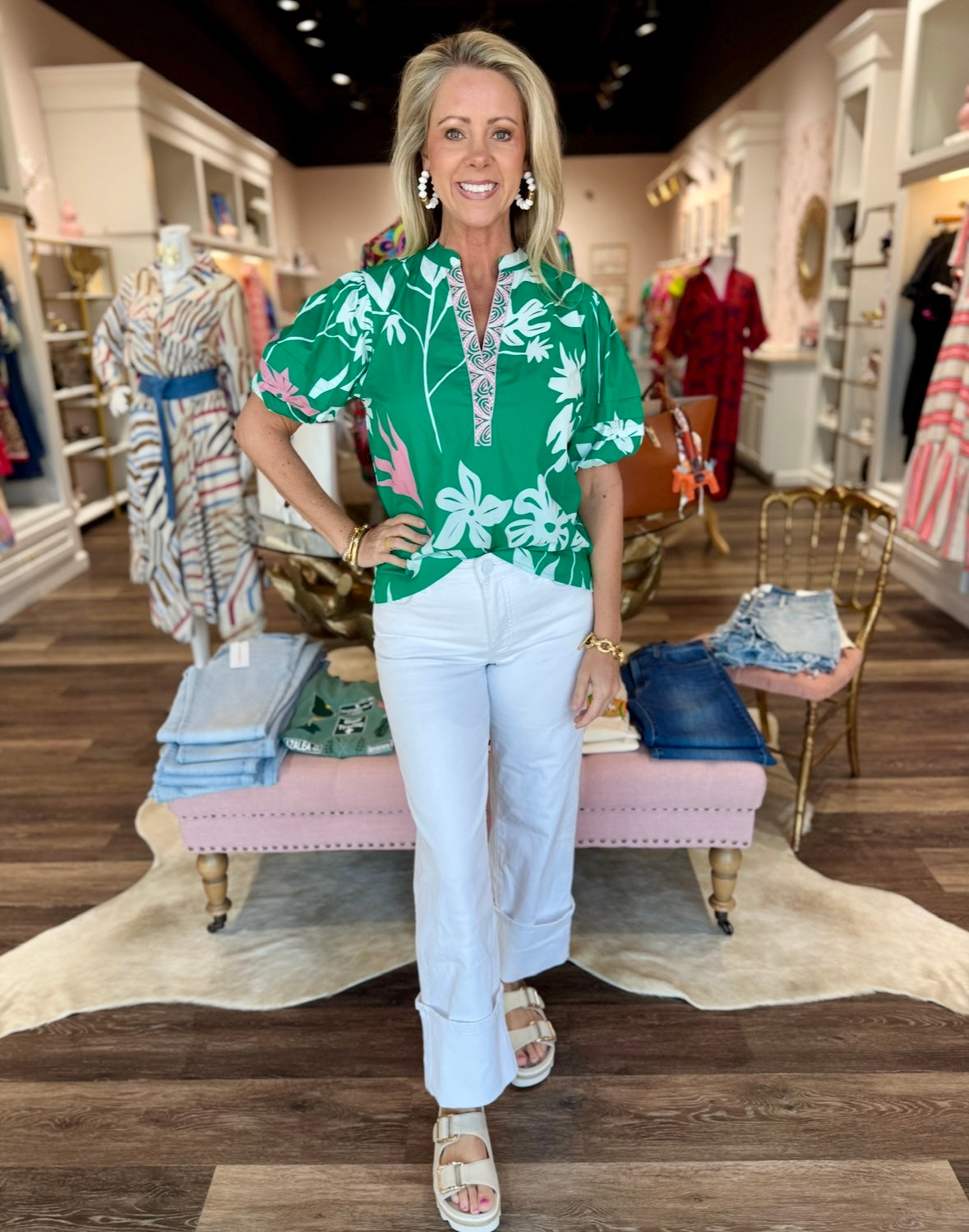 Maude Vivante Raya Top Mint Florals