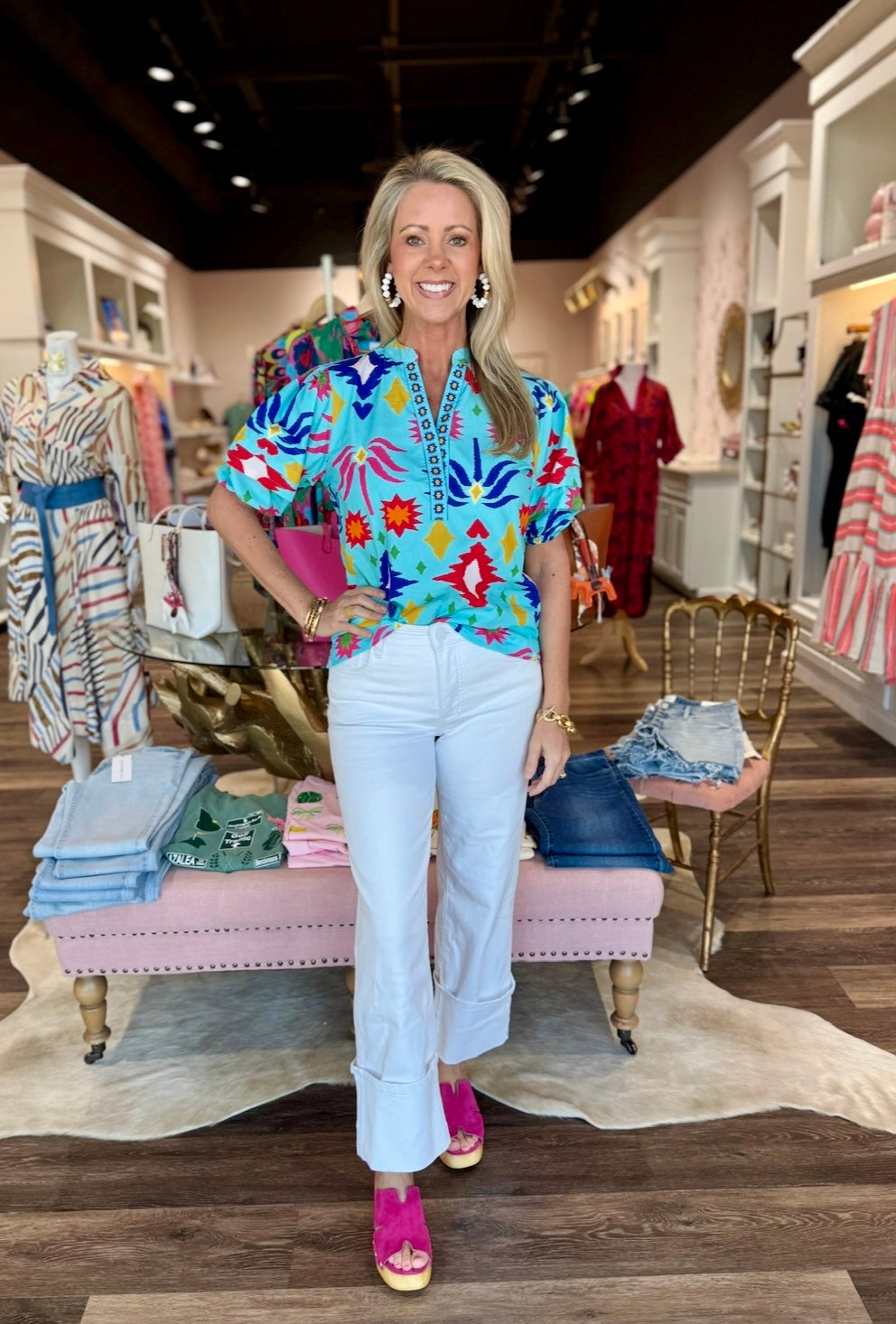 Maude Vivante Raya Top Aqua Ikat