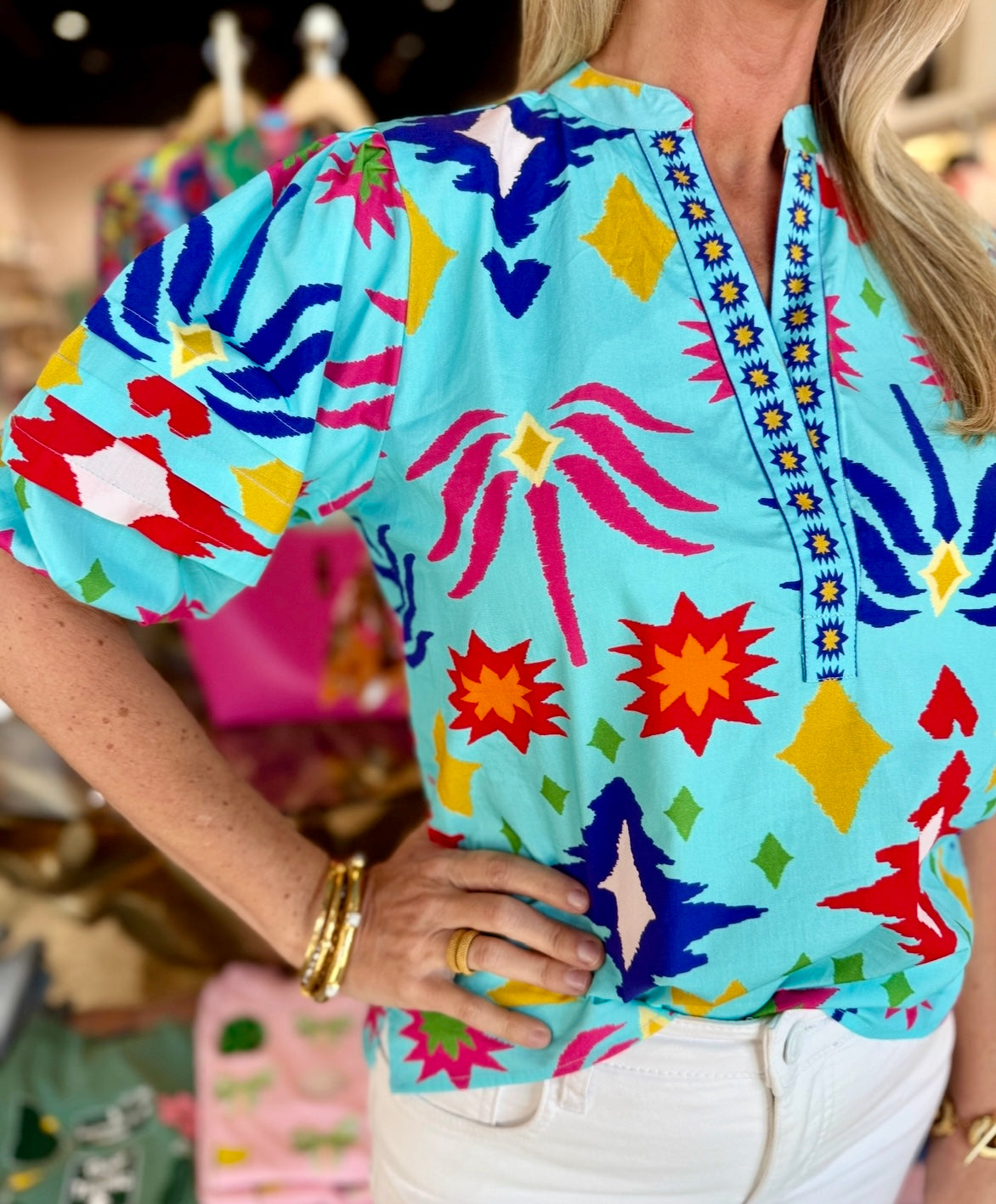 Maude Vivante Raya Top Aqua Ikat