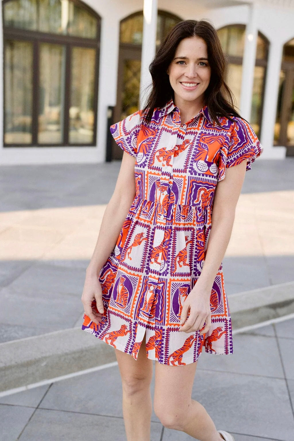 Briton Court Tiger Game Day Dress Orange & Purple