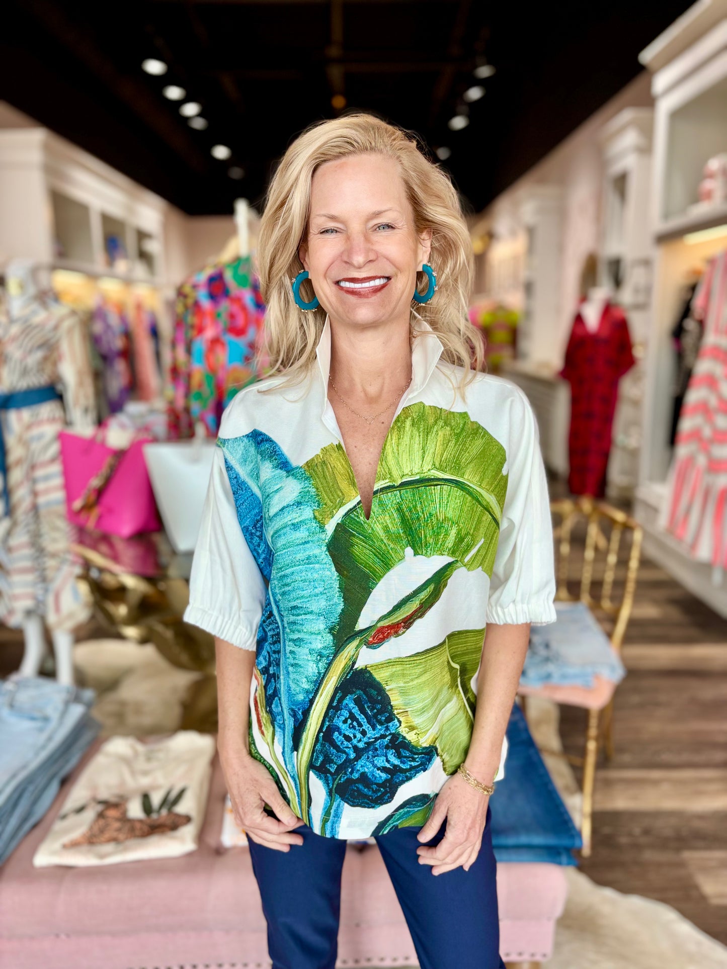 Emily McCarthy Poppy Top Linen Bellamy Leaves
