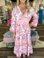 La Plage Water Mill Dress White/ Coral/ Periwinkle