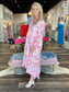 La Plage Water Mill Dress White/ Coral/ Periwinkle