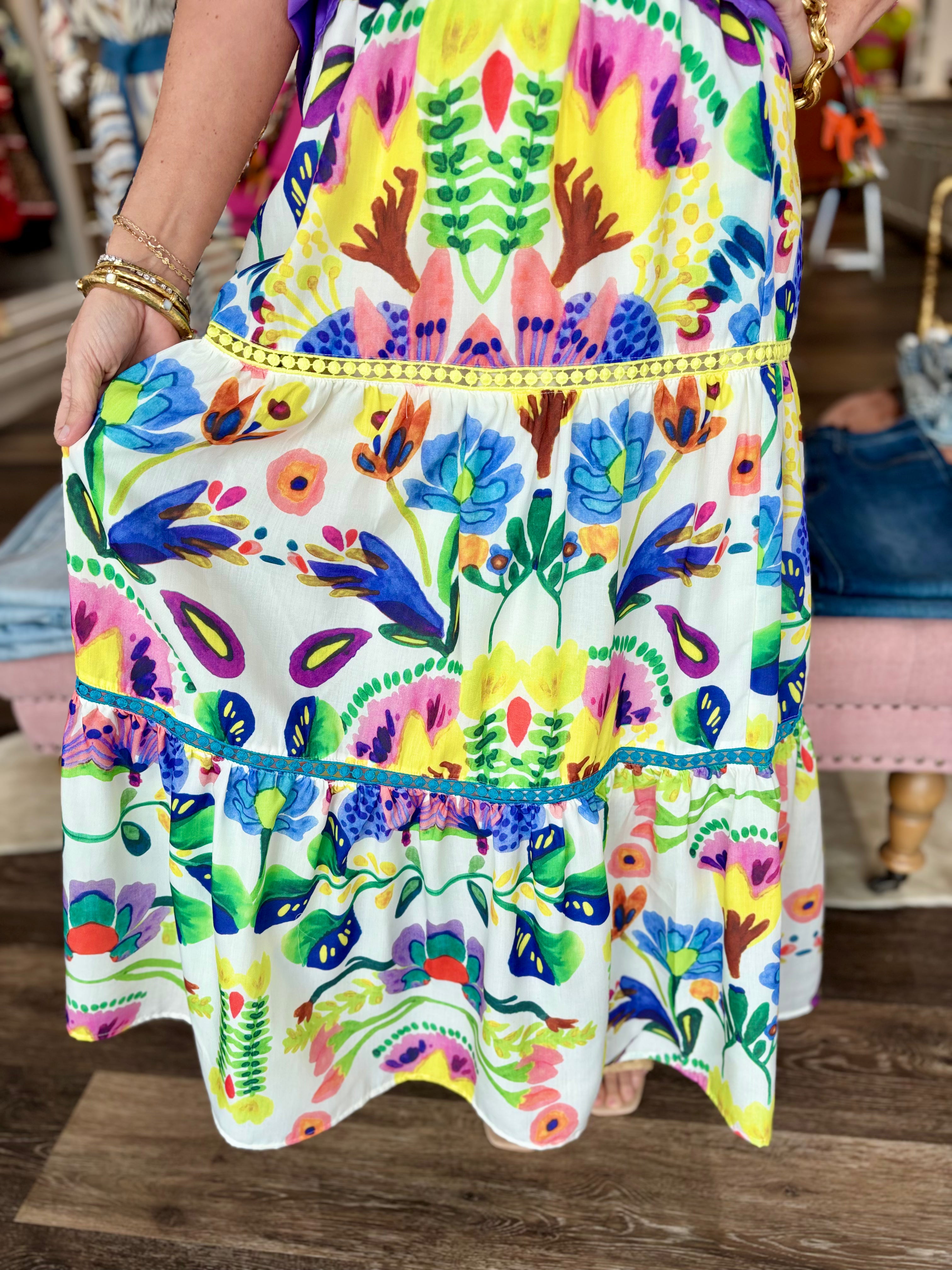 Joy Joy Trim Tiered Skirt Island Art