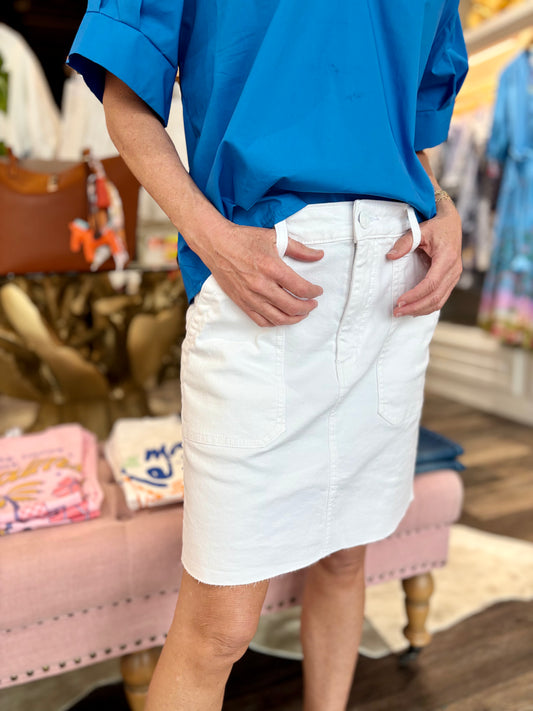 Kut Bristol Denim Skirt White