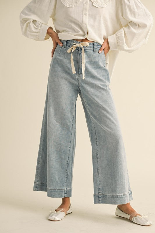Washed denim with Tie Front