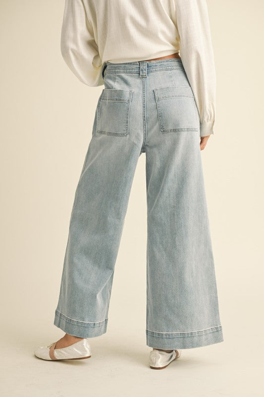 Washed denim with Tie Front