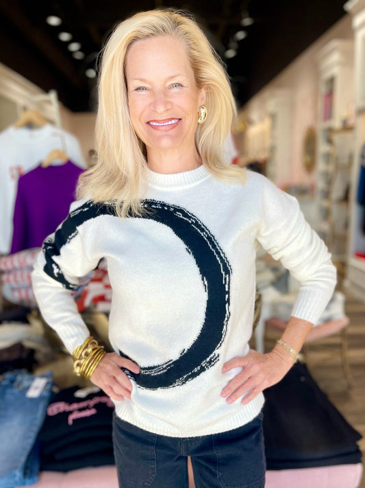 Charlie B Placed Jacquard Crew Neck Sweater - Ecru