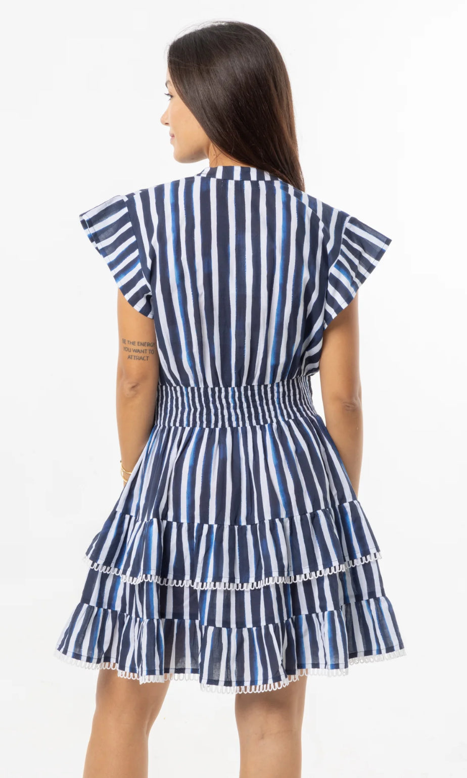 Bindu Poppy Dress Blue Stripes