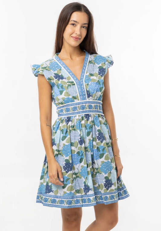 Bindu Mini Celine Dress Hydrangeas