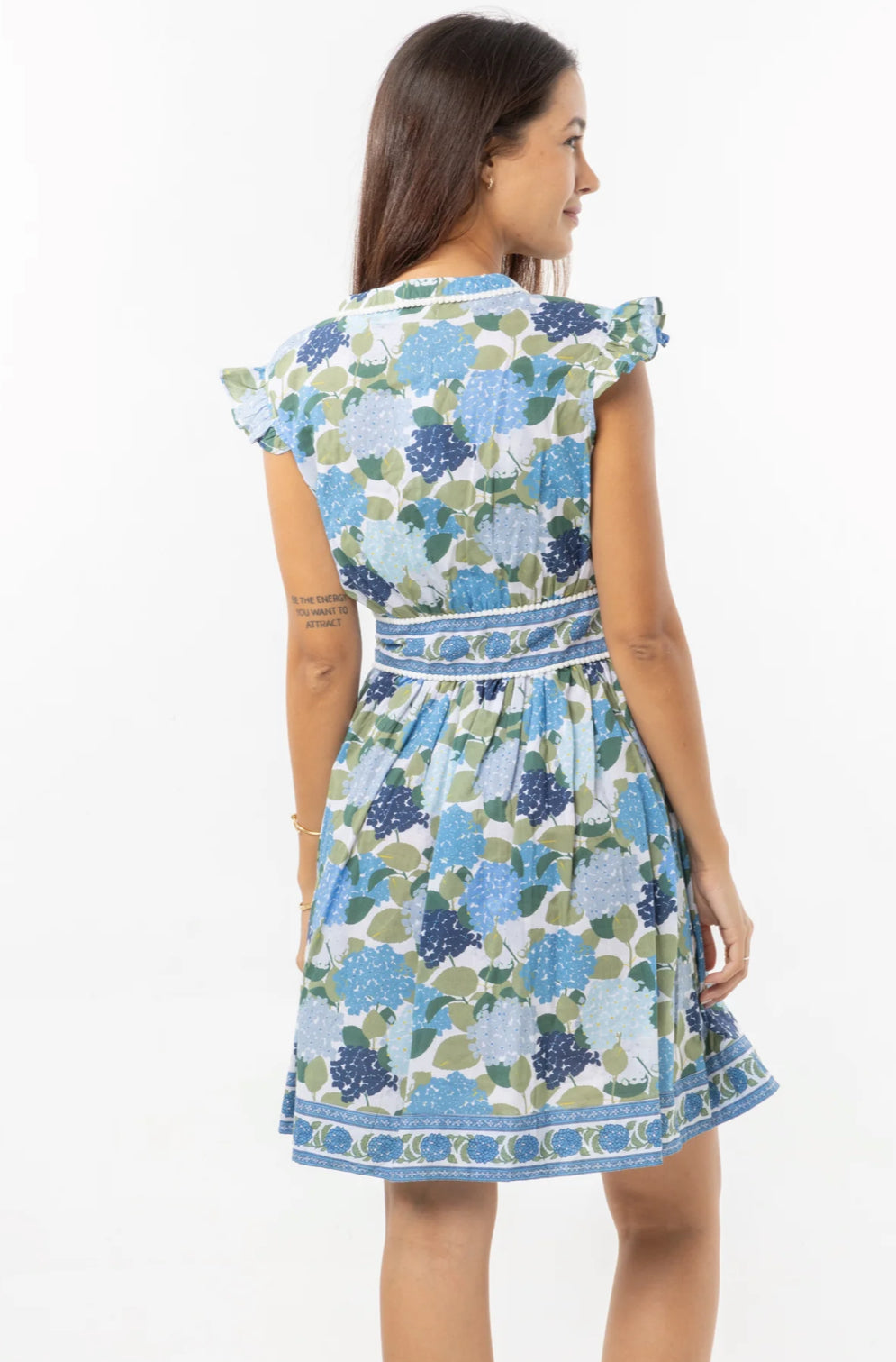 Bindu Mini Celine Dress Hydrangeas