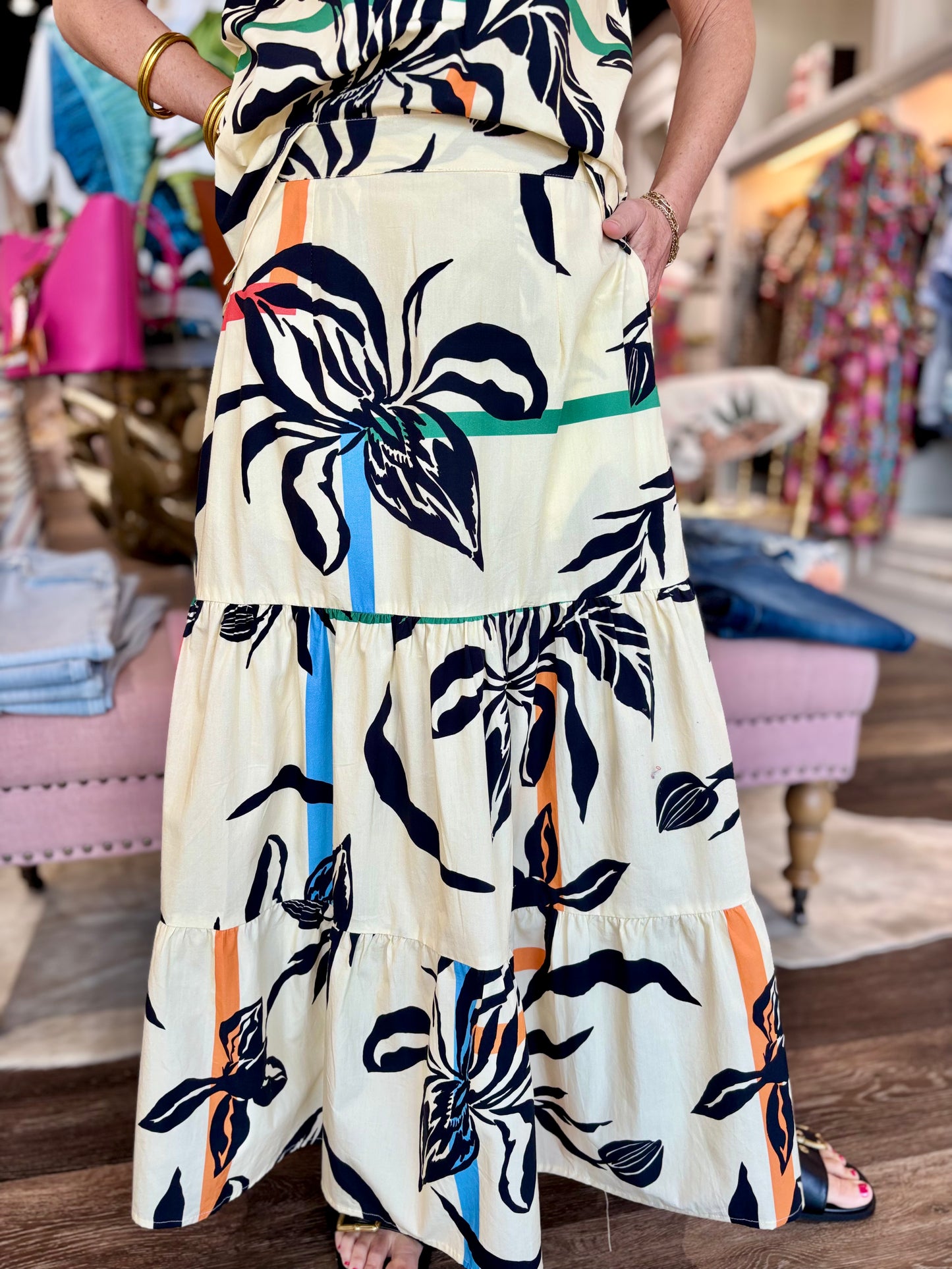 Maude Vivante Ada Skirt Stripe Florals