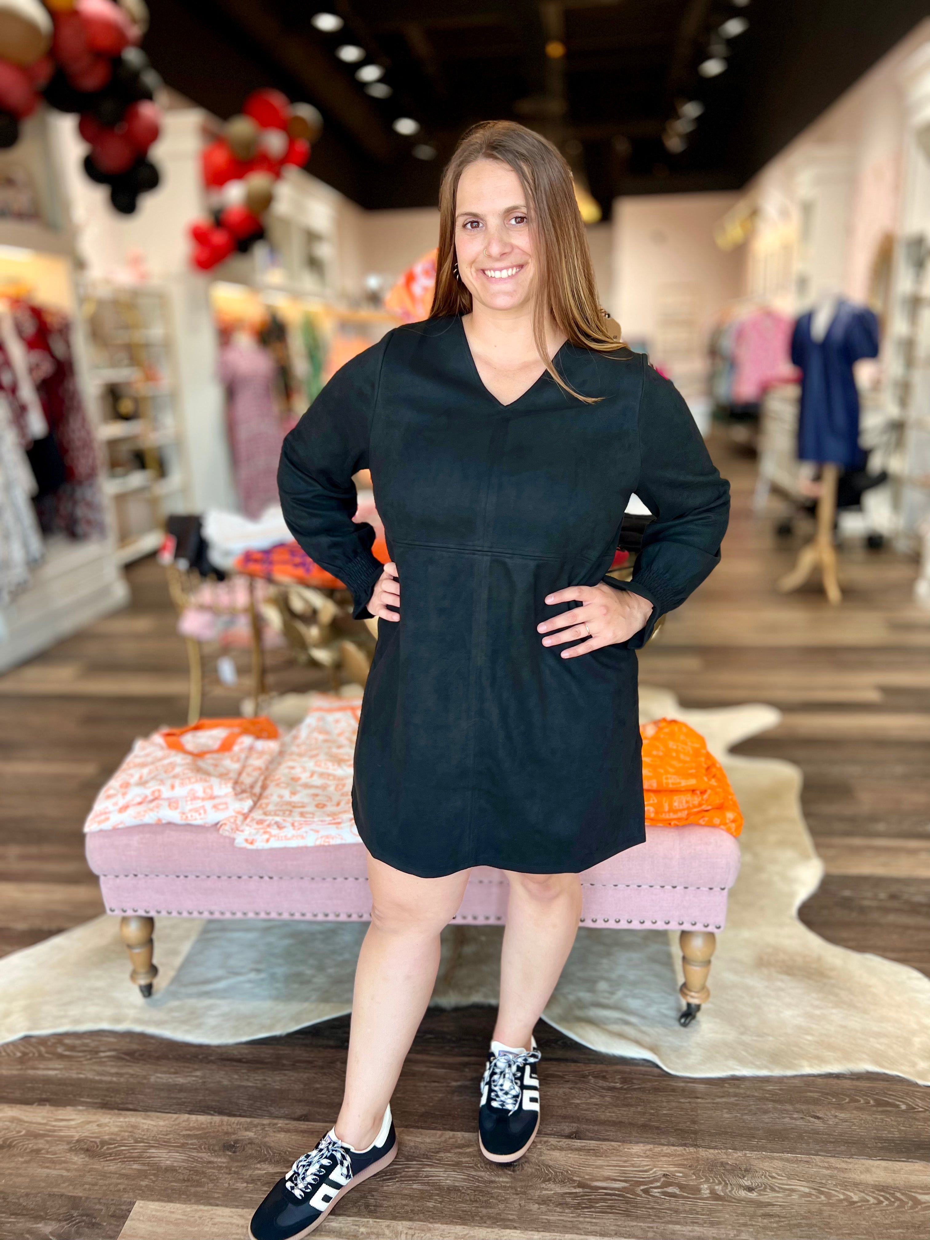 Long sleeve suede dress online