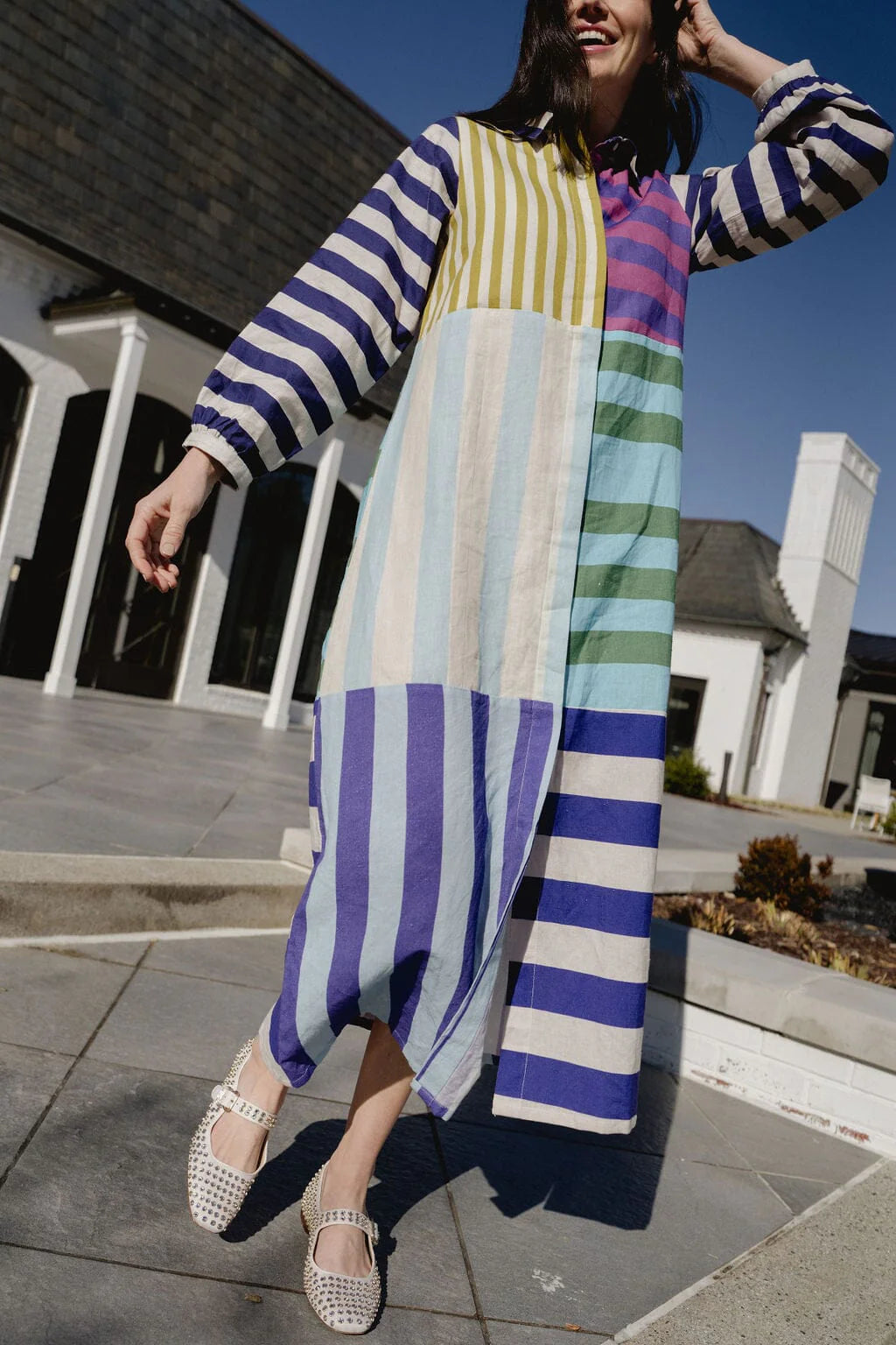 Briton Court Sienna Linen Stripe Midi Dress
