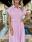 Prosperina Pink Striped Gia Midi Dress