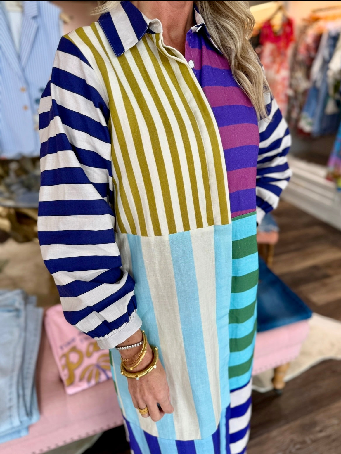 Briton Court Sienna Linen Stripe Midi Dress