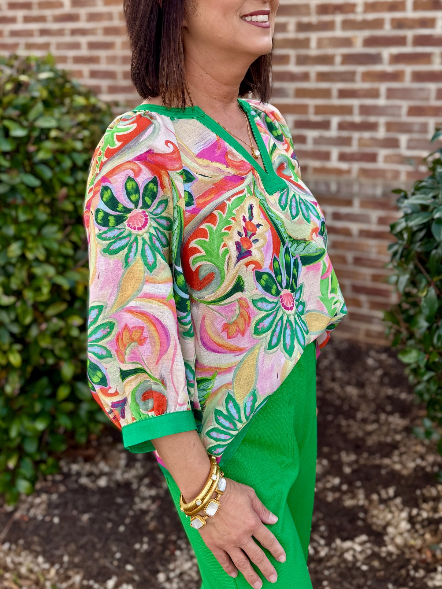 Joy Joy Stitch Trim Top Patchwork Garden