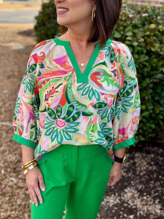 Joy Joy Stitch Trim Top Patchwork Garden