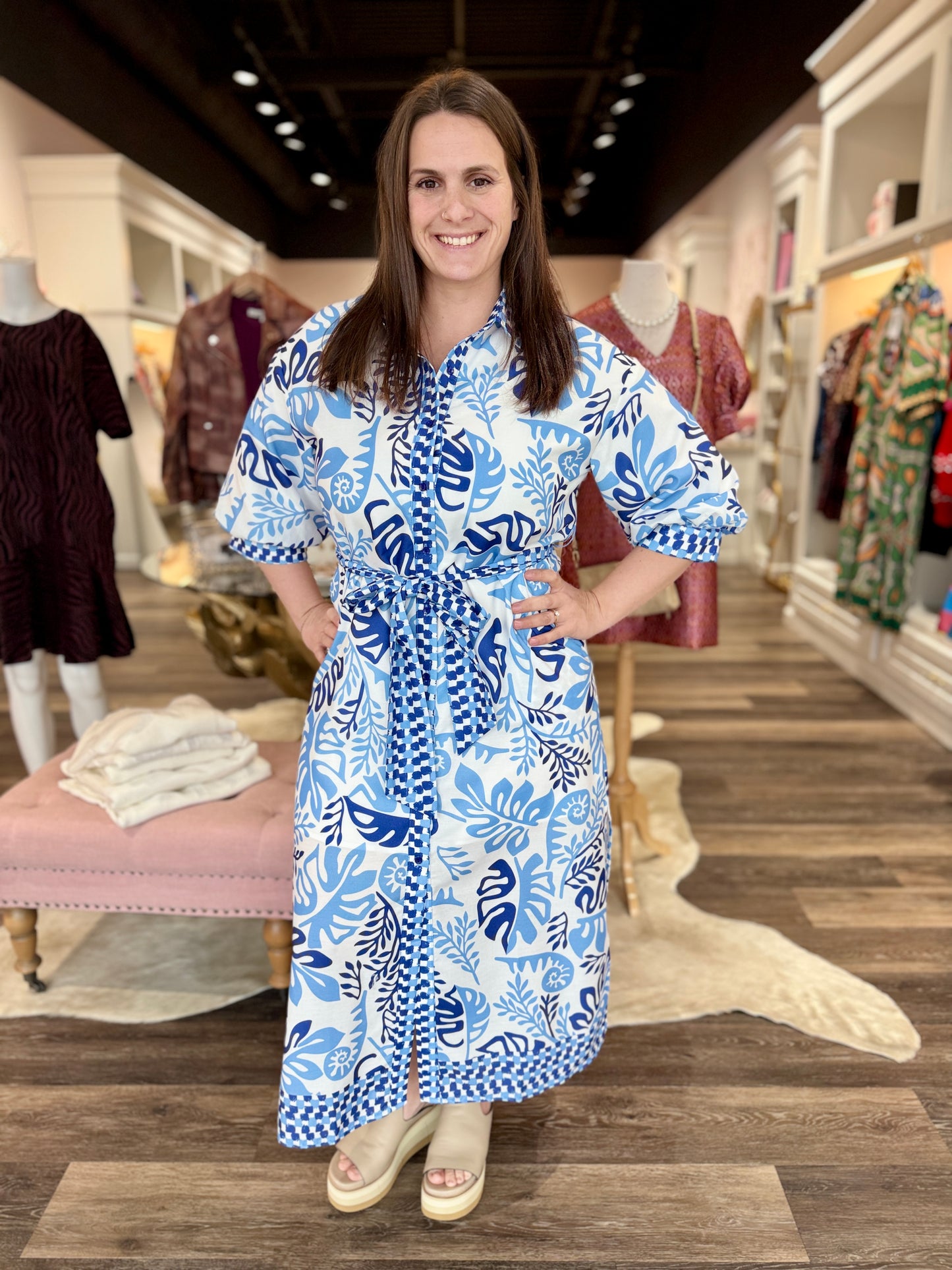 Jade Maxi Shirt Dress Lagoon Leaf