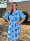 Jade Puff Sleeve Shirt Dress Bluebell Stripe