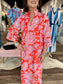 Jade Trimmed Yoke Tunic Maxi Orange Petal