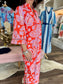 Jade Trimmed Yoke Tunic Maxi Orange Petal