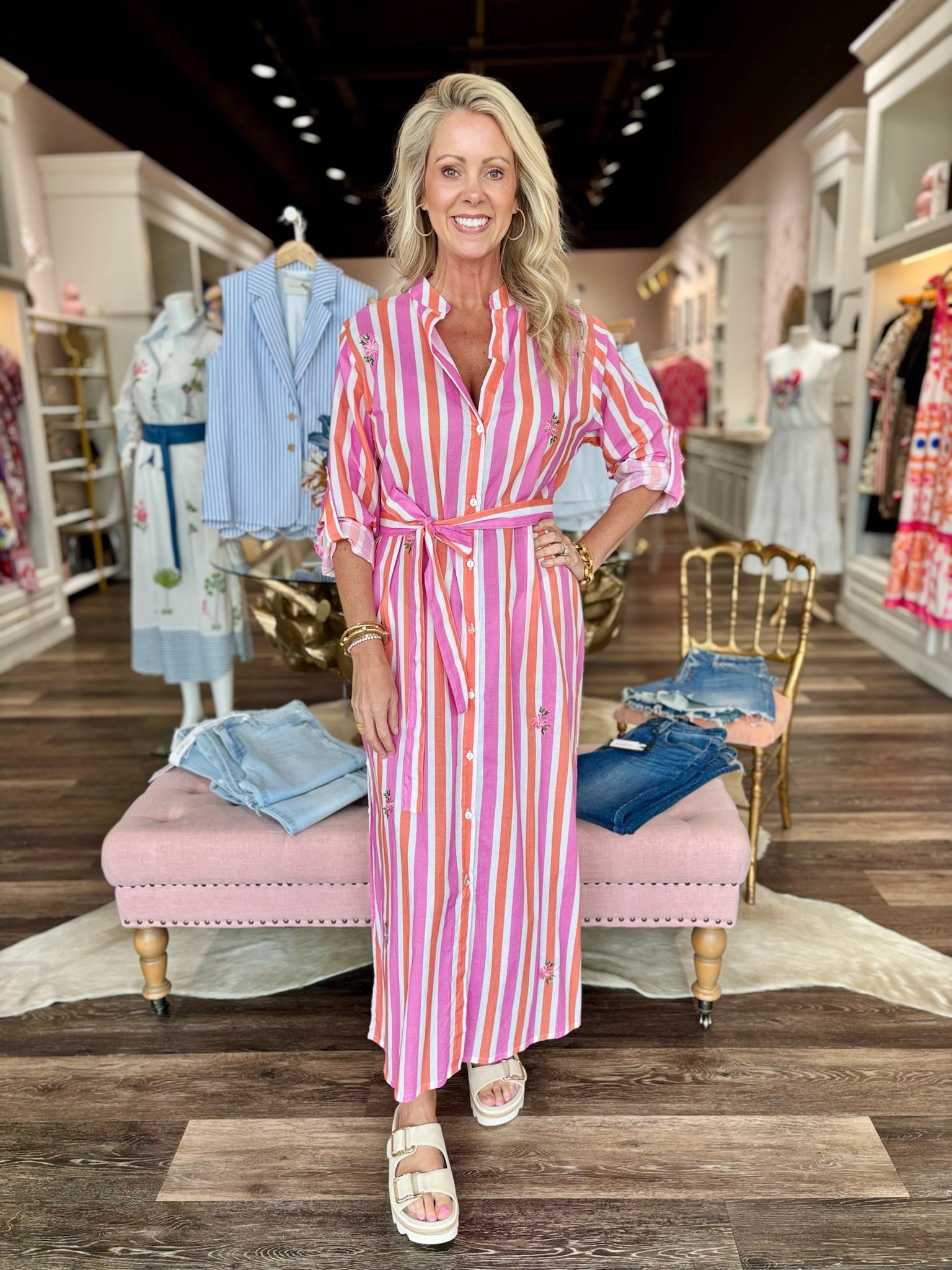 Bindu Gabby Tunic Dress Pink/ Orange