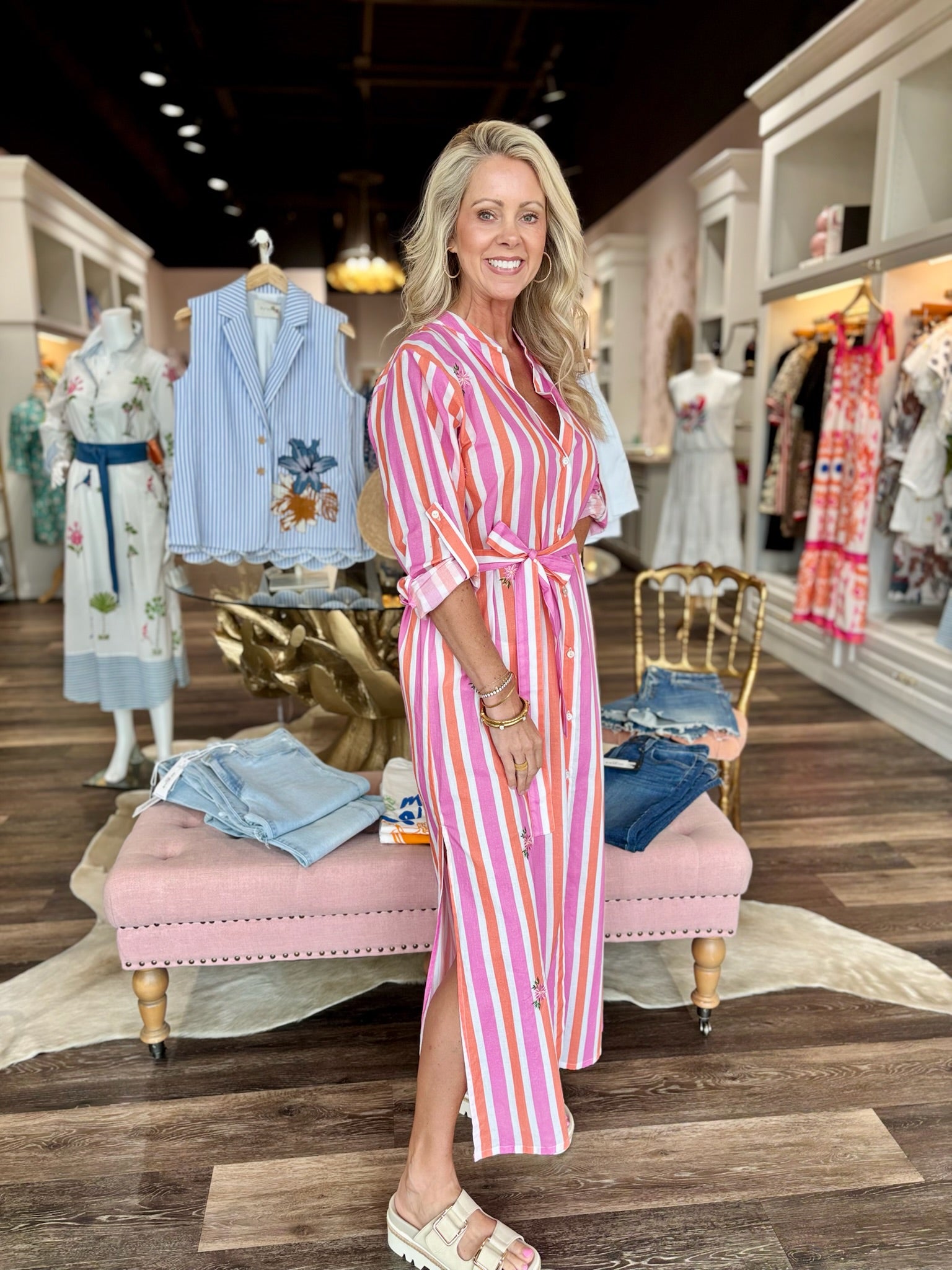 Bindu Gabby Tunic Dress Pink/ Orange