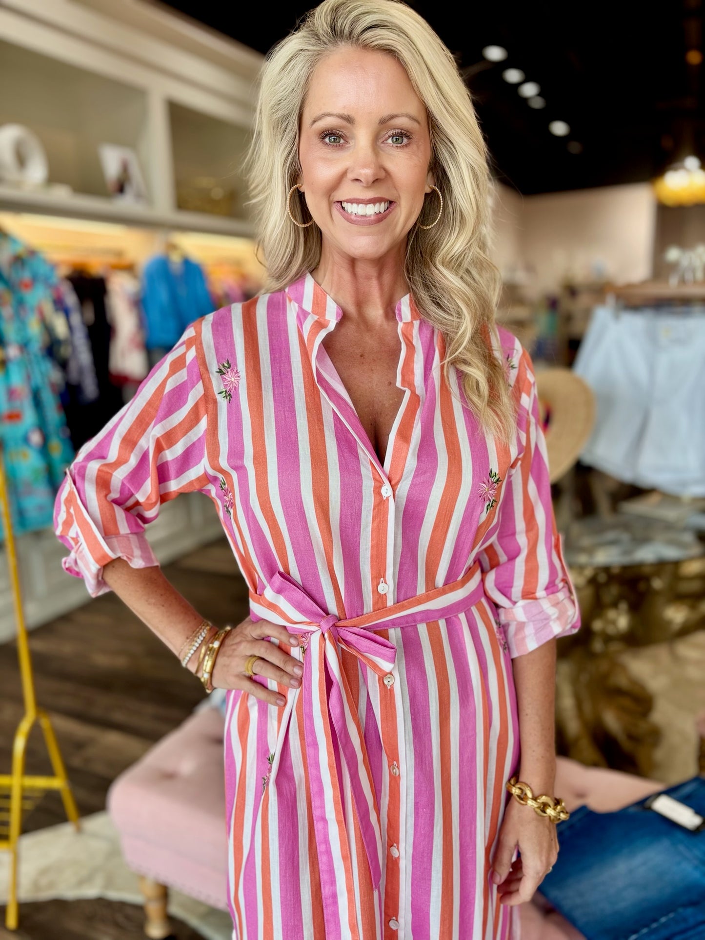 Bindu Gabby Tunic Dress Pink/ Orange