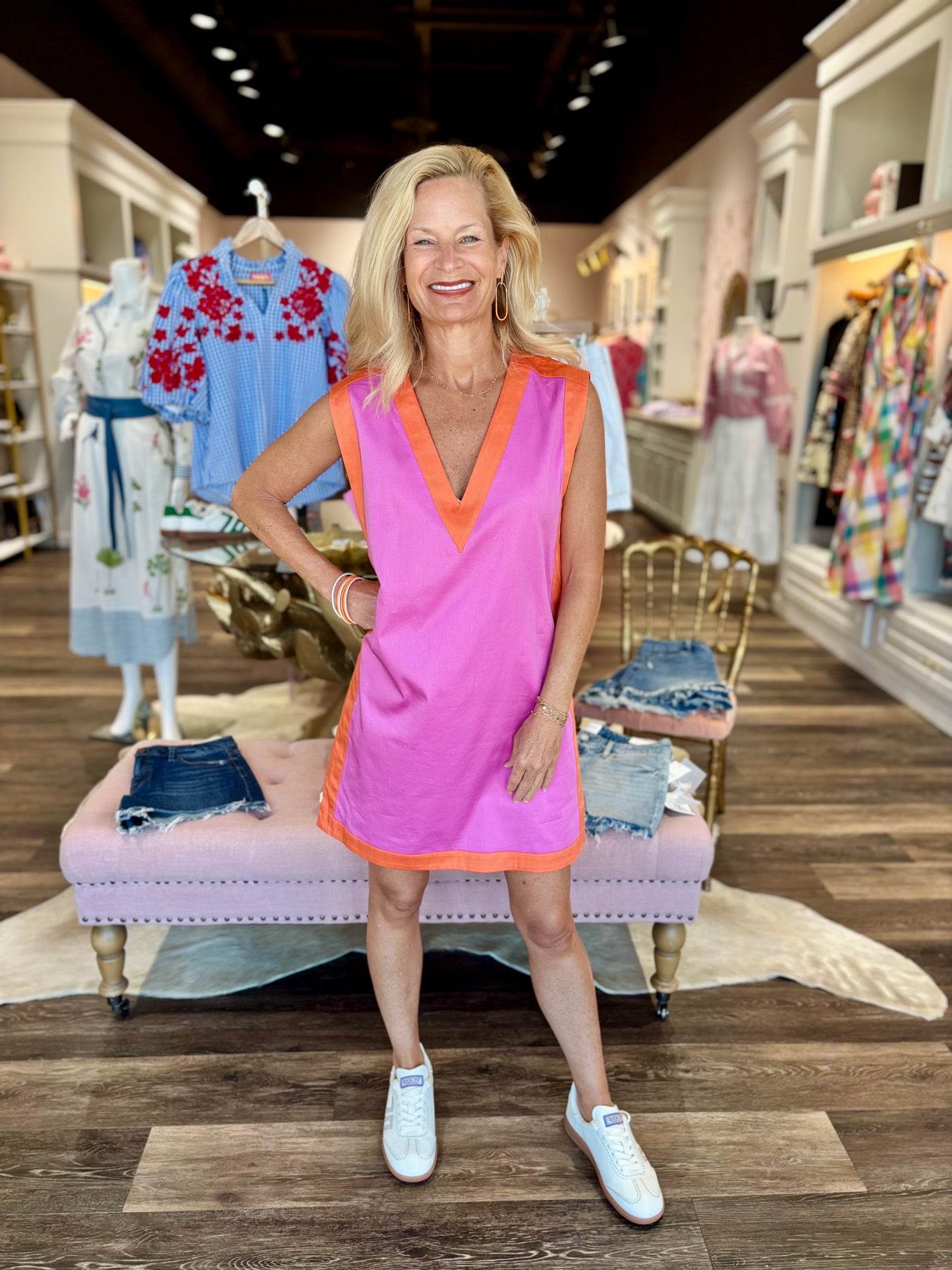 Emily McCarthy Shift Dress Coral Pink