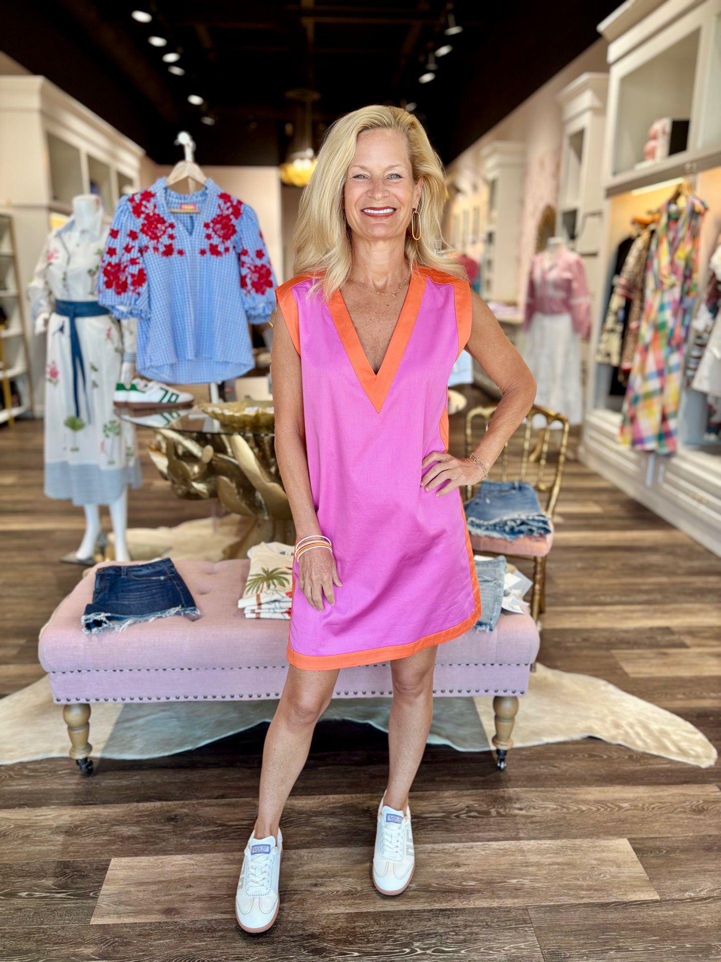 Emily McCarthy Shift Dress Coral Pink