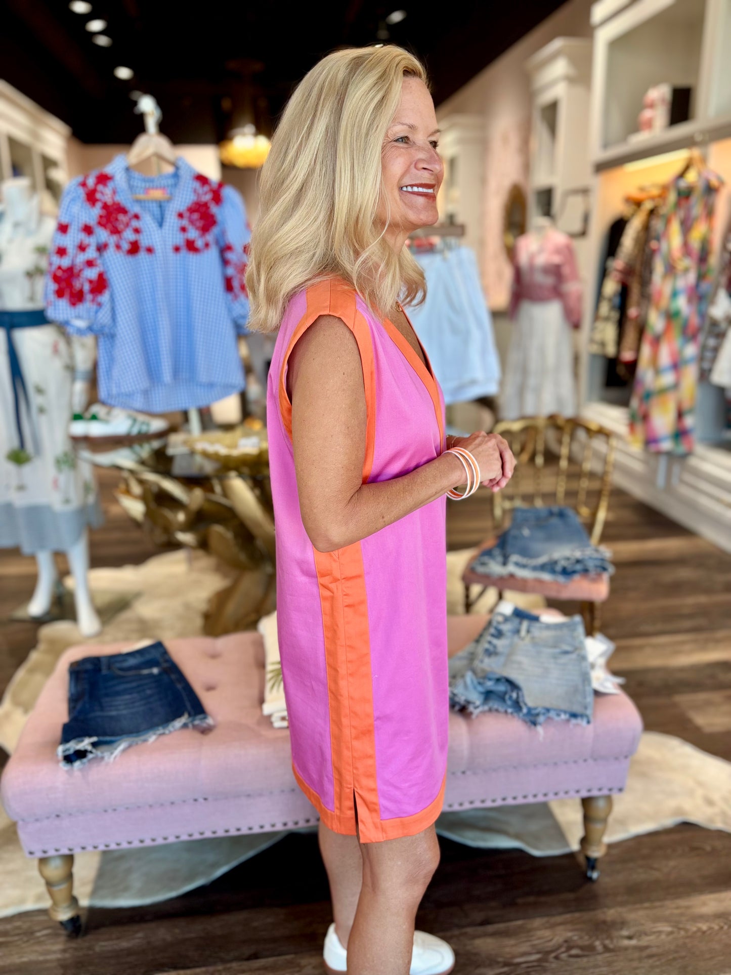 Emily McCarthy Shift Dress Coral Pink