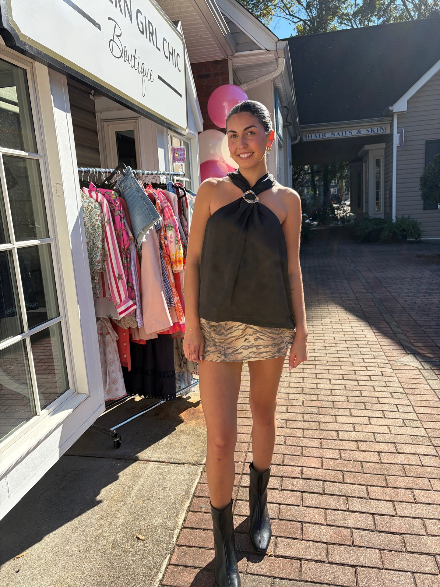 Entro Tiger Print Wrap Mini Skort