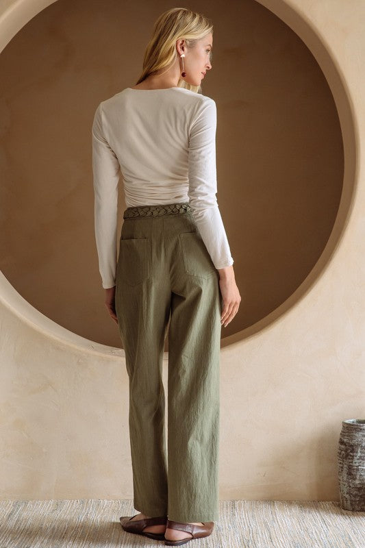 Olive Braided Waist Pants