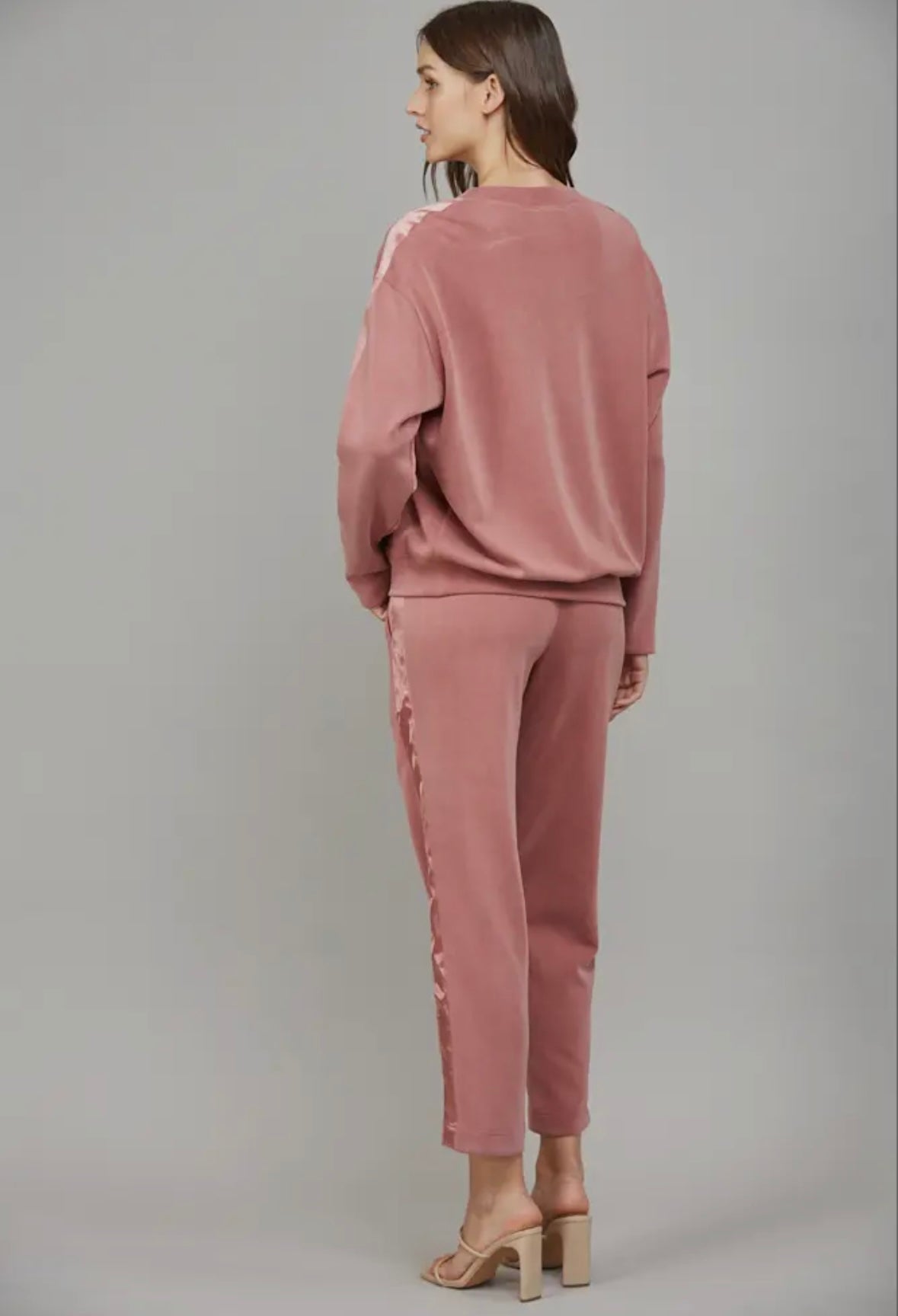 Contrast Satin Lounge Set Rose