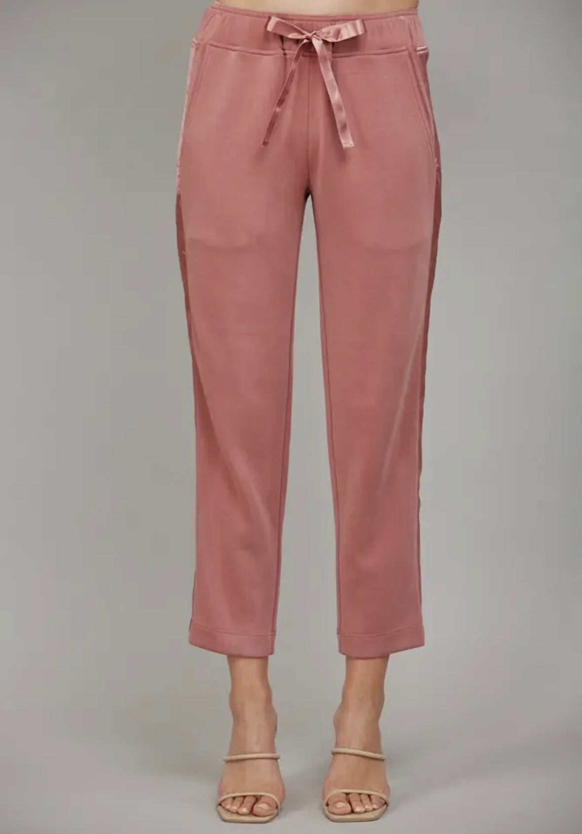 Contrast Satin Lounge Set Rose