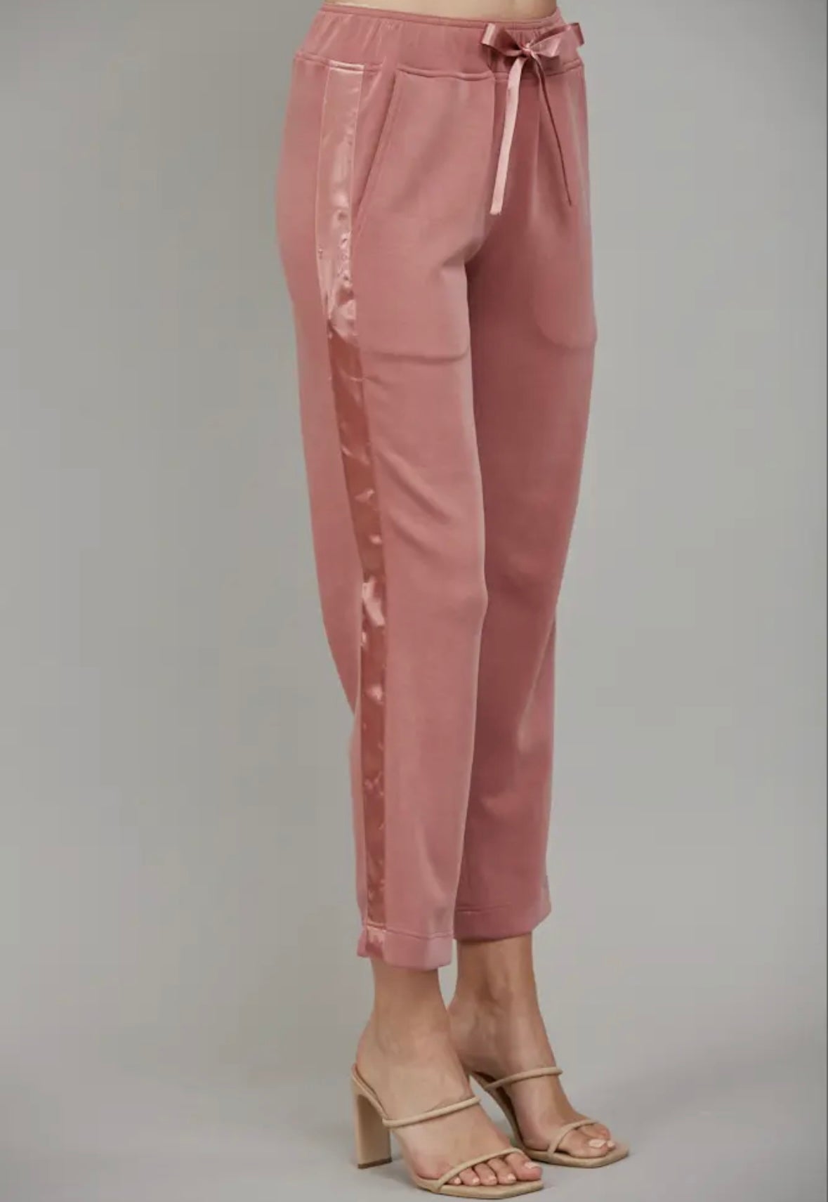 Contrast Satin Lounge Set Rose