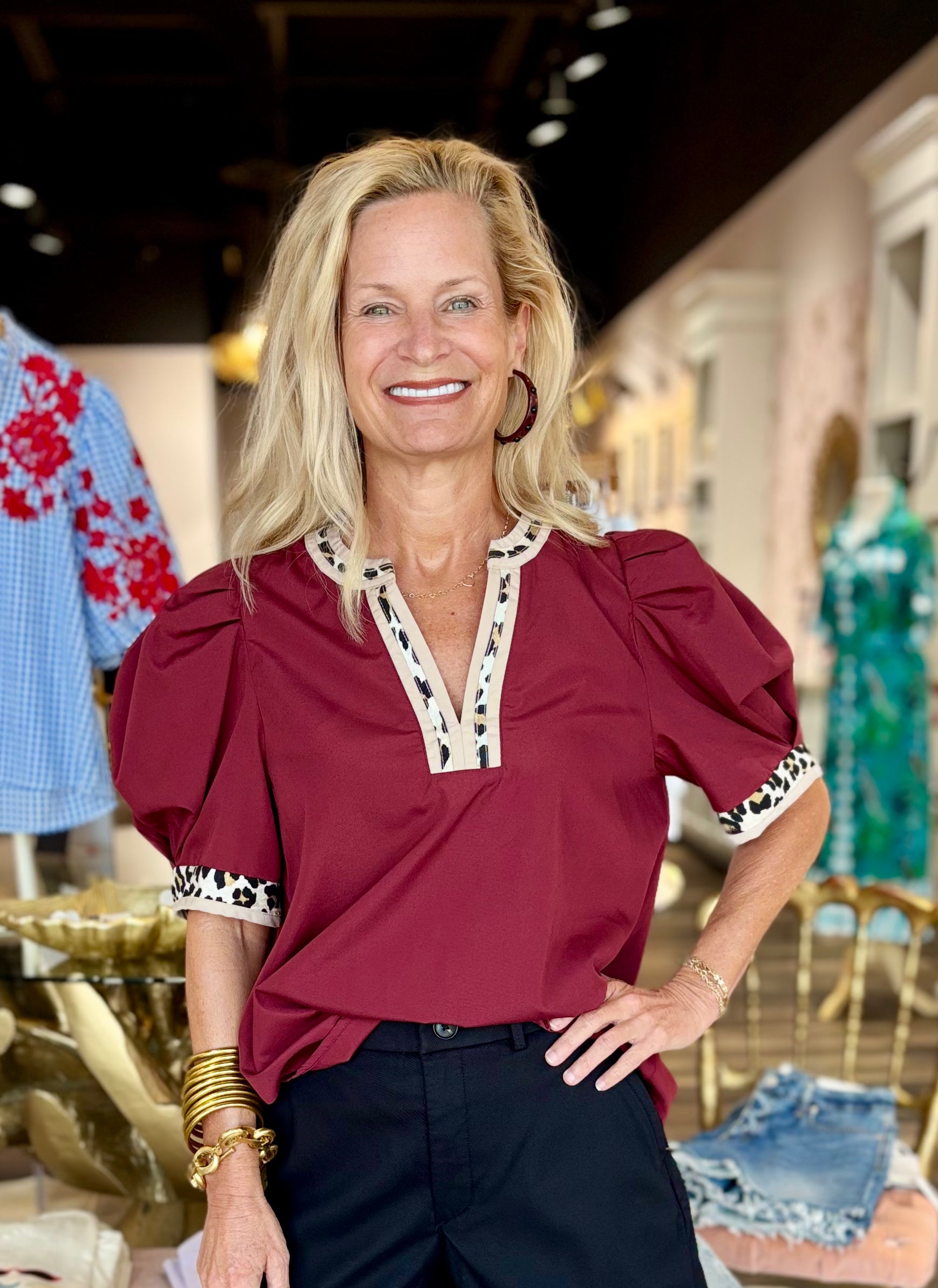 Merlot Cheetah Top