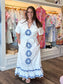 Nibi Mtk Oasis Dress - Blue & White Embroidery